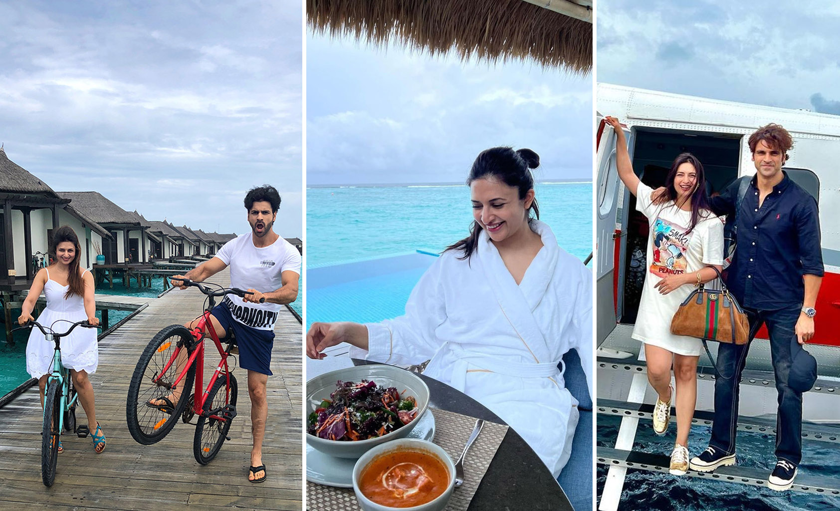 divyanka tripathi and vivek dahiya maldives-pose